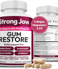 Strong Jaw Gum Restore - Gum Repair For Receding Gums Teeth Magnesium Supplements Oral Care Remineralizing Dental Health Vitamins For Adults 1 Month Supply 180 Capsules Made In Usa