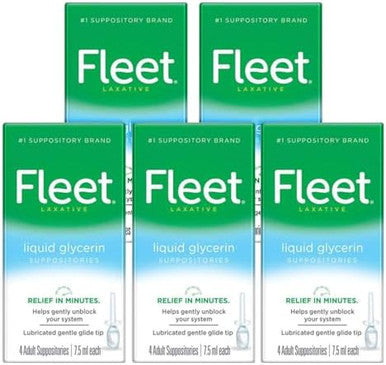 Fleet Liquid Glycerin Suppositories 4 Bottles X 7.5 Ml (Pack Of 5)