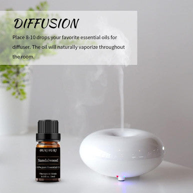 BURIBURI Vanilla and Sandalwood Essential Oil Set - 2 Pack 100% Pure Organic Essential Oils 10ml for Diffuser, Aromatherapy, Massage, Soap Making