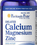 Puritans Pride Chelated Calcium Magnesium Zinc Caplets, 100 Count