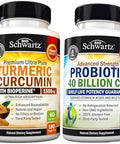 40 Billion Cfu Daily Probiotic Supplement (2 Month Supply) Plus Turmeric Curcumin With Black Pepper Extract 1500Mg Complex (2 Month Supply)