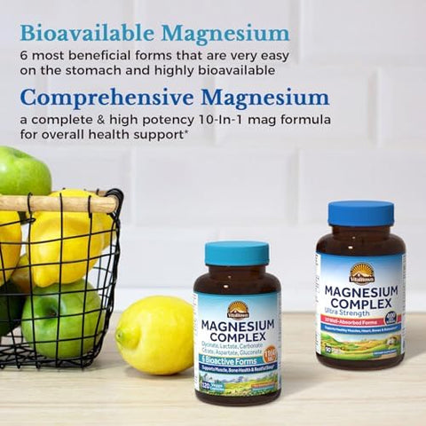 Vitalitown Magnesium Bundle (Pack Of 2) 6-In-1 & 10-In-1 Magnesium Complex For Bone Heart & Muscle Magnesium Glycinate Magnesium Citrate 120 & 90 Capsules