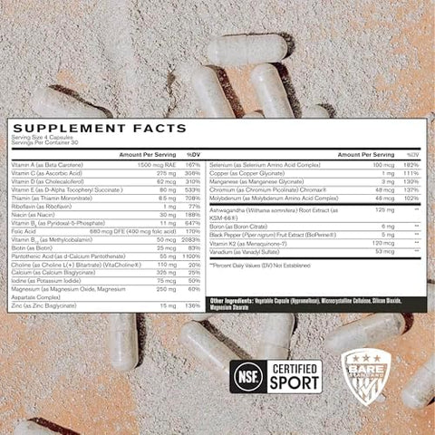 BARE PERFORMANCE NUTRITION BPN Strong MultiVitamin Foundational Health Improved Mood and Sleep Adaptogens Improved Cognitive Health