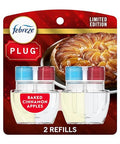 Febreze Plug In Air Freshener Odor-Fighting Scented Oil Refill Air Fresheners For Home And Bathroom And Kitchen Long Lasting For Strong Odors Baked Cinnamon Apples Scent 0.87Oz Refills 2 Count