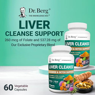 Dr Berg Nutritionals Liver Cleanse Detox Capsules W/Unique Blend Of Milk Thistle Ox 60 Capsules