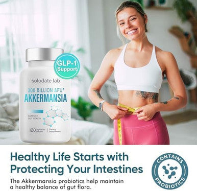 300 Billion Afu Akkermansia Probiotic, Glp-1 Probiotic For Women & Men, Akkermansia Muciniphila For Glp-1 Production, Digestive, Gut & Immune Health, 120 Capsules