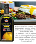 Pumpkin Seed Oil 11.83 OZ - Pure Extra Virgin Unrefined Cold Pressed Vegetable Oil for Cooking