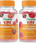 Lifeable Probiotic 2 Billion Cfu Kids + Calcium Magnesium Kids Gummies Bundle Great Tasting Vitamin Supplement Gluten Gmo Chewable Gummy