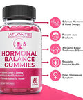 Hormonal Balance & Magnesium Gummies For Muscle Cramps, Pms Gummies Alleviate Bloating & Mood Swings, Magnesium Helps Prevent Cramps & Promotes Muscle Recovery - 60 Vegan Gummies Per Bottle