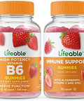 Lifeable Vitamin B6 + Immune Support Gummies Bundle Great Tasting Vitamin Supplement Gluten Gmo Chewable