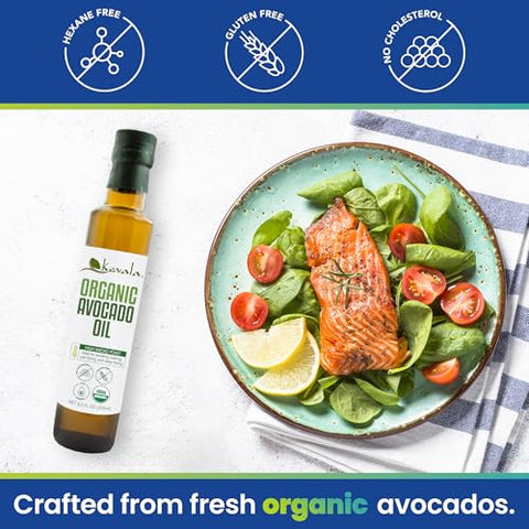 Kevala Organic Avocado Oil - 8.5 oz - 250 ml - Cold Pressed - Avocado Oil for Cooking - Organic Vegetable - High Smoke Point Ã¢â‚¬â€œ For Skin and Hair