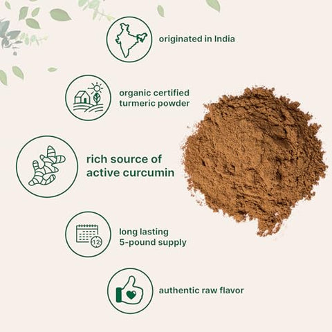 Micro Ingredients Organic Turmeric Powder 5 Pounds Rich In Active Curcumin Pure Turmeric Supplement Antioxidant Support For Joint & Immune Health Non-Gmo Vegan Friendly India Origin