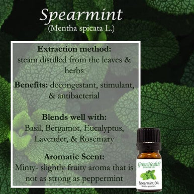 Spearmint 4 fl oz (118 ml) Glass Bottle w/Cap 100% Pure Essential Oil GreenHealth