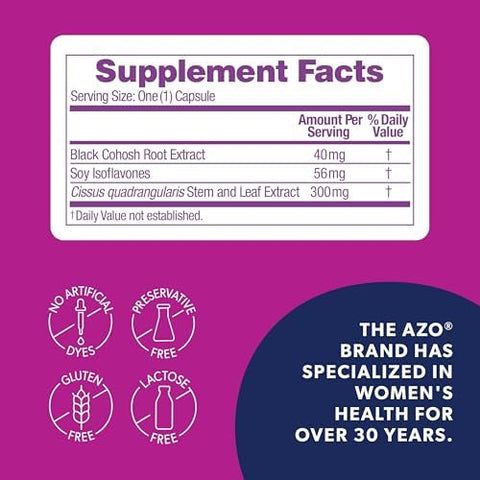 Azo Daily Premenopause Relief Perimenopause Supplements For Women Hot Flash Night Sweat And Healthy Weight Management Support 30 Count