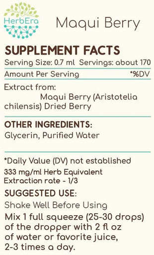 Maqui Berry B120 Alcohol-Free Herbal Extract Tincture, Super-Concentrated Maqui Berry (Aristotelia chilensis) 4 fl oz