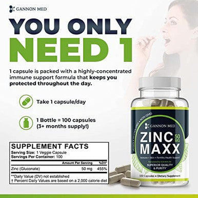 Zinc Supplements - Immunity + Skin + Reproductive Health Minerals - Zinc Chelate Immune Booster For Kids & Adults (2 Pack, Zinc Maxx)