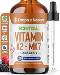 Drops Of Nature Vitamin K2 Mk7 Liquid Supplement Pure K2Mk7 Menaquinone-7 (100 Mcg) Vegan Non-Gmo & Fast-Absorbing Daily K2 Vitamin Supplement For Bone Strength & Cardiovascular Support (Mixed Berry 60Ml)