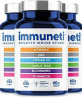 Immuneti - Advanced Immune Defense, 6-In-1 Powerful Blend Of Vitamin C, Vitamin D3, Zinc, Elderberries, Garlic Bulb, Echinacea - Supports Overall Health, Provides Vital Nutrients & Antioxidants