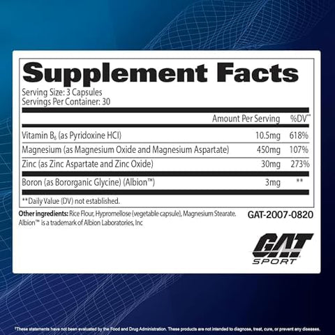 GAT Sport Essentials ZMAGT Zinc Magnesium B6 + Boron 90 Veg Capsules