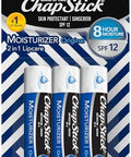 Chapstick Spf Lip Balm 3-Pack Original 2-In-1 Lipcare With Spf 12 Ultra Hydrating Formula With Aloe Vera And Vitamin E 0.15 Oz Ea