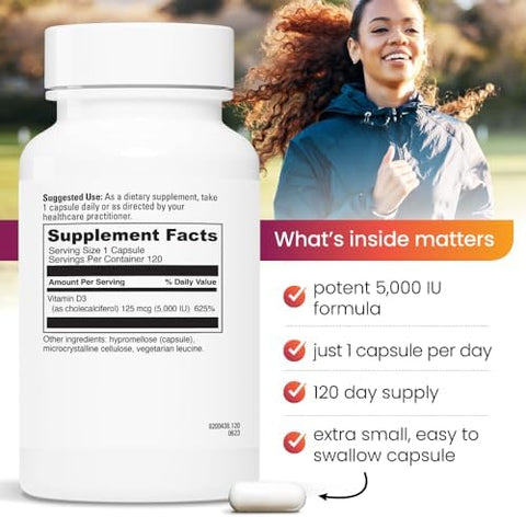 REVITALIZE Vitamin D3 5000 IU Supplement for Immune Support and Bone Health 120 Capsule Compare and Save Complete.