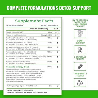 4000Mg Sea Moss Supplement Blend With Black Seed Oil 2000Mg Ashwagandha 1200Mg Turmeric 1000Mg Bladderwrack 1500Mg, Burdock 1000Mg & Vitamin C & D3 With Elderberry Manuka Dandelion Yellow Dock Iodine