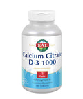 KAL Calcium Citrate with D 1000 IU Tablets, 1000 mg, 180 Count