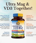 Vitalitown Ultra Magnesium and Vitamin D3 K2 Bundle (Pack of 2) 10 in 1 Magnesium Complex and 10000 IU D3 MK7 for Bone Muscle Heart Sleep Teeth and Immune 90 Mag Capsules and 90 D3 Softgels