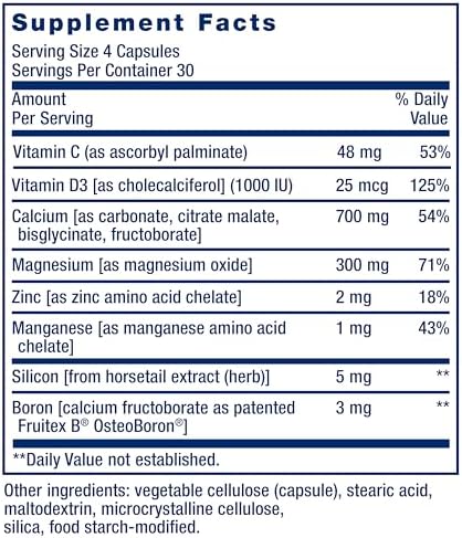 Life Extension Bone Restore Calcium Supplement Vitamin D3 Magnesium Boron zinc Manganese Silicon Helps Maintain Healthy Bone Density GlutenFree NonGMO 120 Capsules