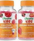 Lifeable Calcium Magnesium Kids + Immune Support Kids Gummies Bundle Great Tasting Vitamin Supplement Gluten Gmo Chewable Gummy