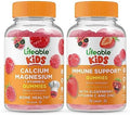 Lifeable Calcium Magnesium Kids + Immune Support Kids Gummies Bundle Great Tasting Vitamin Supplement Gluten Gmo Chewable Gummy