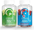 IvyBears Men's Hair Vitamins and Energy Boost Gummies Biotin Zinc and Natural Caffeine for Hair Growth and Daily Stamina Support Vegan 2Pack