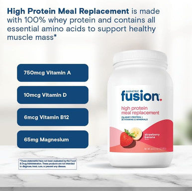 Bariatric Fusion Meal Replacement Protein 21 Serving Tub Strawberry Banana for Bariatric Surgery Patients Including Gastric Bypass & Sleeve Gastrectomy