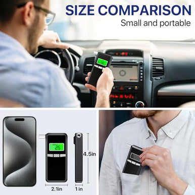 Layfitty Breathalyzer2026 Upgraded Alcohol Tester With Blue Lcd Digital DisplayPortable Alcohol Tester For Home Or Party Use With 10 Mouthpieces