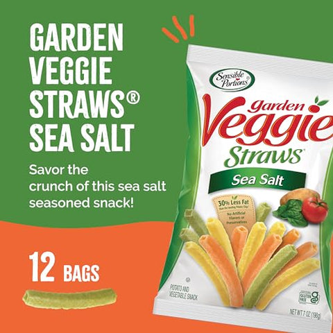 Sensible Portions Veggie Straws Sea Salt Flavor GlutenFree Chips 7 Ounce Bag 12Pack