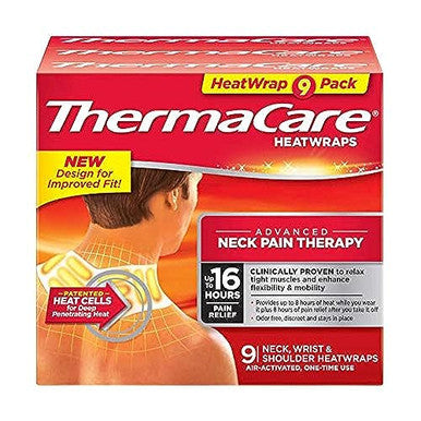 Thermacare Heat Wraps For Neck & Shoulder Pain Relief Portable Adhesive Heating Pads With 16-Hour Therapeutic Heat Drug-Free Muscle & Joint Soothing Patches Large (Pack Of 9)