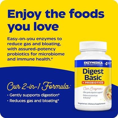 Enzymedica Digest Basic + Probiotics Essential Digestive Enzymes With Probiotics 30 Capsules Ffp