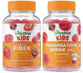 Lifeable Prebiotic Fiber Kids + Phosphatidylserine (Ps) Kids Gummies Bundle Great Tasting Vitamin Supplement Gluten Gmo Chewable Gummy