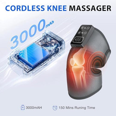 Knonnetd Cordless Knee Massager With Heat Vibration For Pain Relief Electric Heated Knee Brace With 5 Heat Levels And 3 Massage Mode s For Men Women