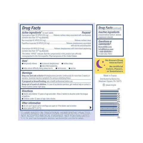 Boiron Sleepcalm Sleep Aid For Deep Relaxing Restful Nighttime Sleep - Melatonin-Free And Non Habit-Forming - Dissolvable Tablets 180 Count