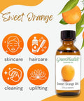 Sweet Orange - 4 fl oz (118 ml) Glass Bottle w/ Glass Dropper - 100% Pure Essential Oil - GreenHealth by Greenhealth