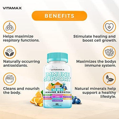 10-In-1 Immune System Support Booster With Elderberry, D3, Selenium, Quercetin, Zinc, Vitamin C, Ginger, Turmeric Curcumin, B6, Echinacea ÃƒÂ¢Ã¢â€šÂ¬Ã¢â‚¬Å“ Natural Immune Defense ÃƒÂ¢Ã¢â€šÂ¬Ã¢â‚¬Å“ Made In Usa (60 Count (Pack Of 2))