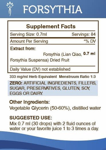 Secrets of the Tribe Forsythia Tincture Alcohol-Free Extract, High-Potency Herbal Drops, Tincture Made from Forsythia Lian Qiao, Forsythia Suspensa Respiratory System Health 2 oz
