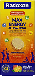 Redoxon Max Energy Helps Support Inmune System Citrus Flavor 20 Effervescent Tablets 2.82 Oz Box