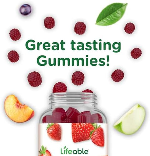 Lifeable Multivitamin for Men Gummies VIT A C D E B1 B2 Niacin B5 B6 Folate B12 Biotin Iodine Zinc Chromium Ginseng Lycopene Inositol Mens Multivitamins Gummies 90 Gummies
