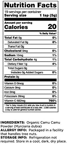 Terrasoul Superfoods Organic Camu Camu Powder 17.5 Oz 5 Pack Raw Natural Vitamin C Immune Support