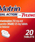 Motrin Dual Action with Tylenol Fast-Acting Long Lasting Pain Reliever with Ibuprofen & Acetaminophen for Minor Aches & Pains Ibuprofen (NSAID) 125 mg & Acetaminophen 250 mg
