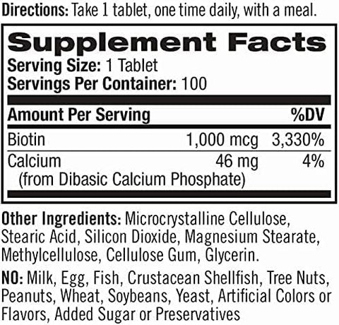 Natrol Biotin Maximum Strength 10000 Mcg Tablets 100 Ea (Pack Of 4)
