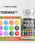 Turmeric Moringa Supplement Ginger Boswellia Saffron - Supplement For Women And Men With Ceylon Cinnamon, Tart Cherry, Quercetin Garlic Nettle Holy Basil - 1Pack