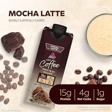 Atkins Mocha Latte Iced Coffee Protein Shake With 15G Protein 4G Net Carb 1G Sugar And Atkins Endulge Chocolate Coconut Bar Dessert Favorite With 5 Count